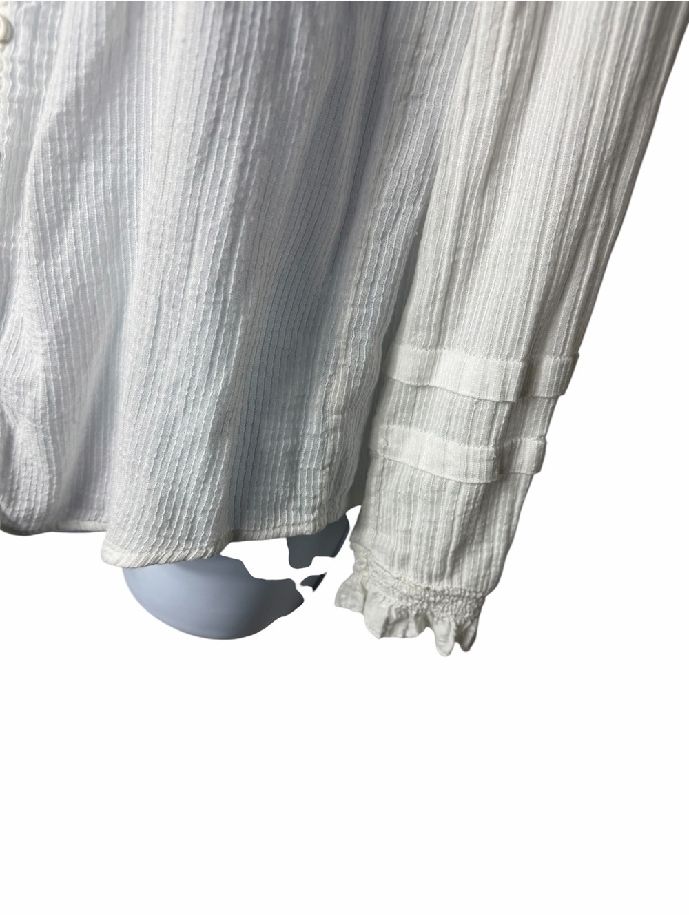 FAHERTY Willa Long Sleeve Organic Cotton Ruffled Blouse Size Medium Cream Boho - Picture 3 of 8